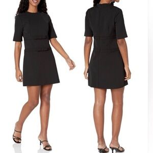 Rebecca TAYLOR Wool Short-Sleeve Bow Accent A-line Shift Structured Mini Dress